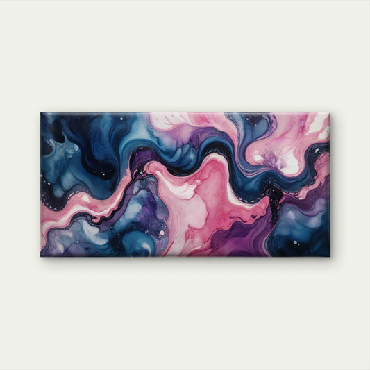 Purple Pink Liquid Painting Wall Art Canvas Office Home Room Framed 120x60cm
