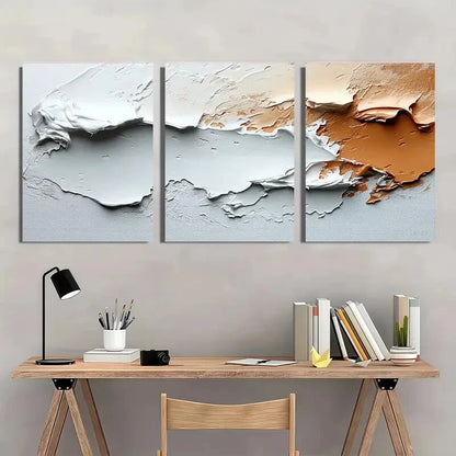 3pcs Featuring Original Minimalist Textured Metal Print Ready to Hang Art - Bella Home Decor