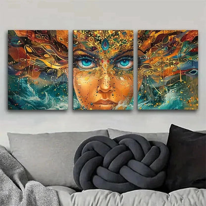 3pcs Colorful Abstract Face Intricate Perfect Wall Art Set Canvas Framed 50x70cm - High Quality Print 100% Australian Made Wall Canvas Ready to Hang - Bella Home Decor