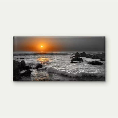 Ocean Horizon Line & Sunrise Wall Art Canvas Office Home Room Framed 120x60cm