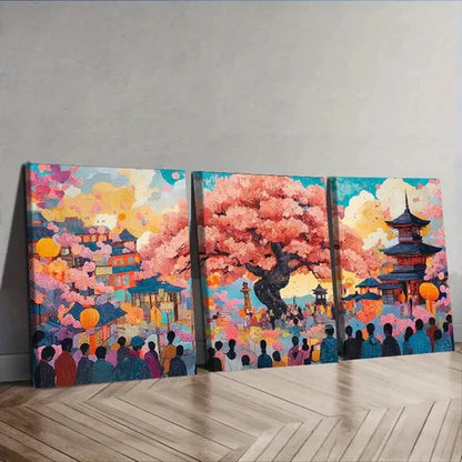 3pcs Traditional Asian Pagoda Wall Art Canvas Unframed - High Quality Print 100% Australian Made Wall Canvas