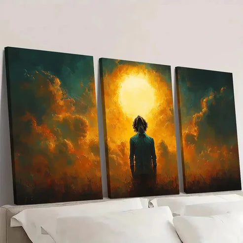 3pcs Sunburst Design Beauty S Wall Art Set Canvas Unframed - High Quality Print 100% Australian Made Wall Canvas - Bella Home Decor