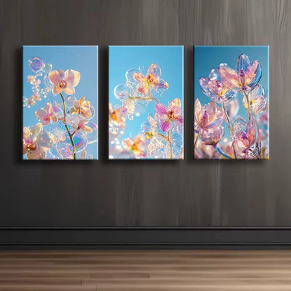 3pcs Flowers under the Sky View Wall Art Set Canvas Framed 50x70cm - High Quality Print 100% Australian Made Wall Canvas Ready to Hang - Bella Home Decor