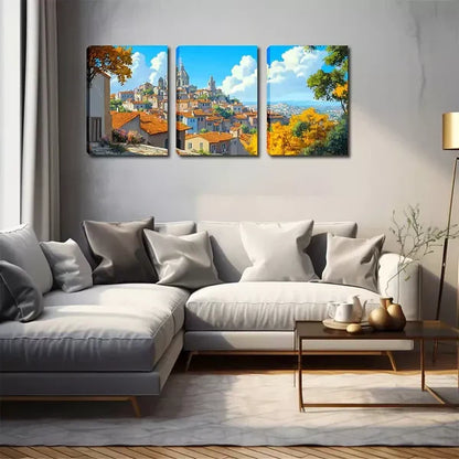 3pcs Characteristic Mountain City, Wall Art Set Canvas Framed 60x90cm - High Quality Print 100% Australian Made Wall Canvas Ready to Hang - Bella Home Decor
