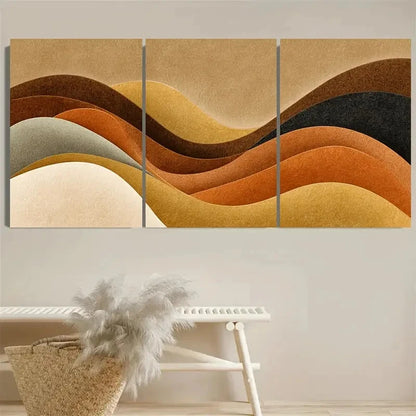 3pcs Waves In Neutral Tones Swirl Art Wall Art Set Canvas Framed 40x60cm - High Quality Print 100% Australian Made Wall Canvas Ready to Hang