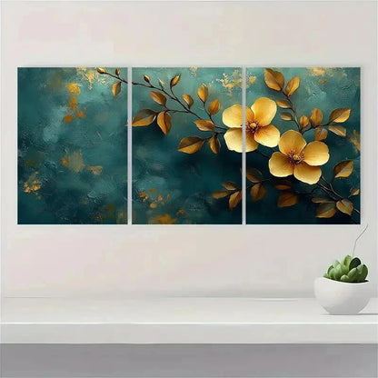 3pcs Vintage Green Botanical Floral Perfect Wall Art Set Canvas Framed 50x70cm - High Quality Print 100% Australian Made Wall Canvas Ready to Hang - Bella Home Decor
