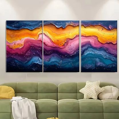 3pcs Paint Spill Marbling Art Metal Print Ready to Hang Art