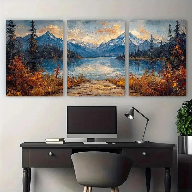 3pcs Long Lake Washington Landscape Travel Metal Print Ready to Hang Art - Bella Home Decor