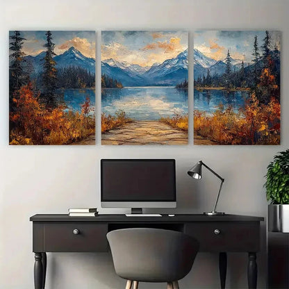 3pcs Long Lake Washington Landscape Travel Metal Print Ready to Hang Art - Bella Home Decor