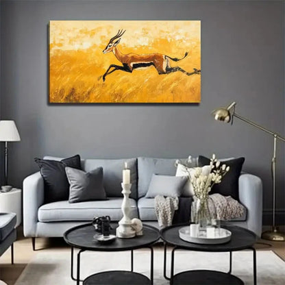 Running Deer Perfect Wall Art Canvas Office Home Room Framed 120x60cm