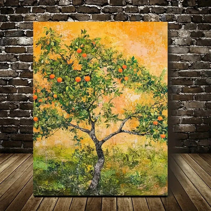 Vibrant Peach Tree Forest with Lush Foliage 40x60cm Metal Print Ready to Hang - Bella Home Decor