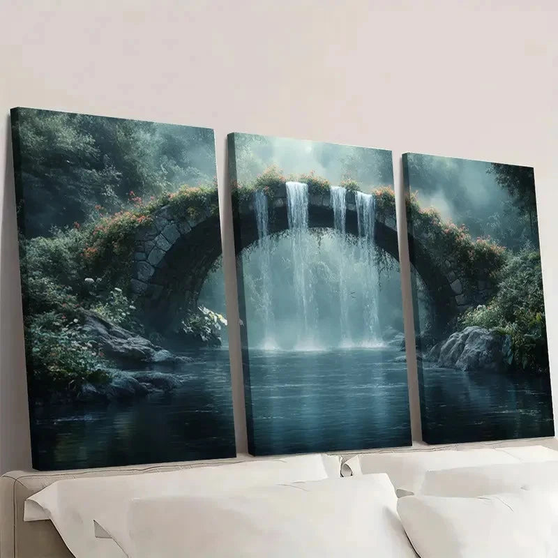 3pcs  Magical Bridge  Magical Forest  Q   Wall Art Set Canvas Framed 60x90cm - High Quality Print 100% Australian Made Wall Canvas Ready to Hang - Bella Home Decor
