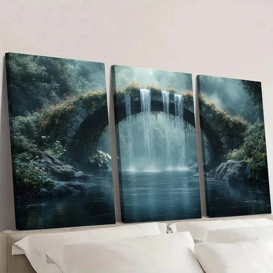 3pcs Magical Bridge Magical Forest Q Wall Art Set Canvas Framed 60x90cm - High Quality Print 100% Australian Made Wall Canvas Ready to Hang