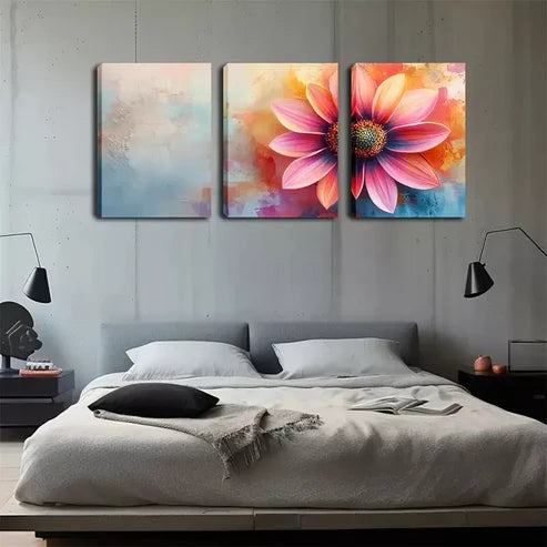 3pcs A Pink Flower Wall Art Canvas Unframed - High Quality Print 100% Australian Made Wall Canvas