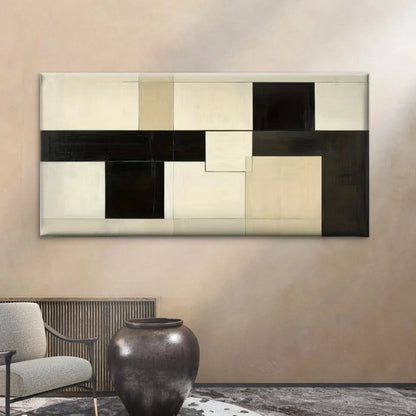 Black and White Geometric Wall Art Canvas Office Home Room Framed 120x60cm