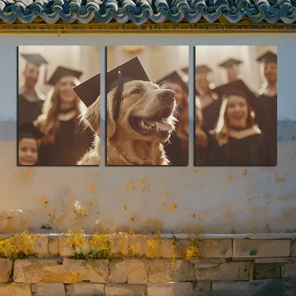 3pcs Golden Retriever Graduation Animal Theme Metal Print Ready to Hang Art - Bella Home Decor