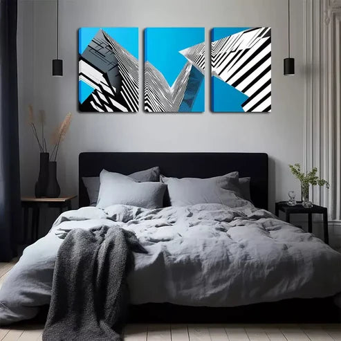 3pcs Urban Architecture, Abstract Expression Wall Art Canvas Unframed - High Quality Print 100% Australian Made Wall Canvas