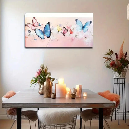 Vibrant Butterflies Dandelions Wall Art Canvas Office Home Room Framed 120x60cm - Bella Home Decor