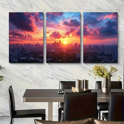 3pcs Jakarta Skyline Landscape Metal Print Ready to Hang Art