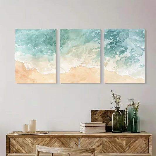 3pcs Ocean Waves Soothing Beach Metal Print Ready to Hang Art