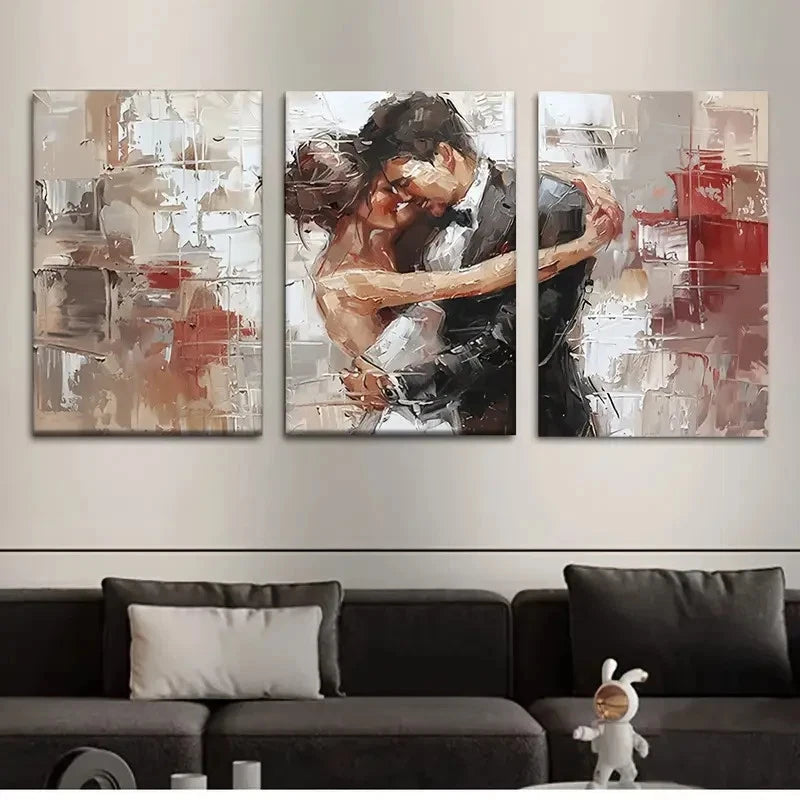 3pcs Colorful Abstract Wedding Couple Metal Print Ready to Hang Art - Bella Home Decor