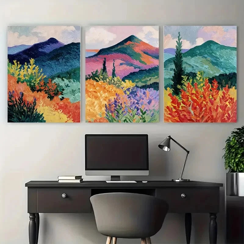 3pcs Andre Derain Mountains at Collioure Wall Art Set Canvas Framed 60x90cm - High Quality Print 100% Australian Made Wall Canvas Ready to Hang - Bella Home Decor