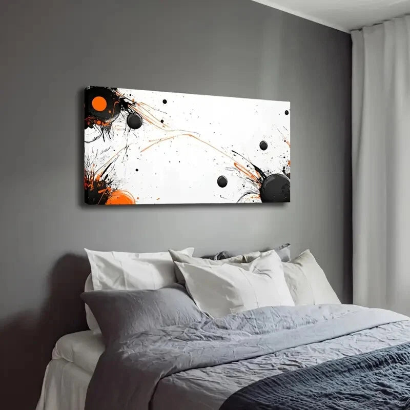Abstract Splash Design In White Wall Art Canvas Office Home Room Framed 120x60cm - Bella Home Decor