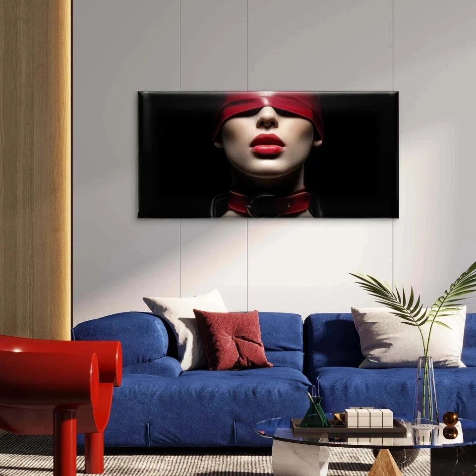 Elegant Red Lingerie Woman Wall Art Canvas Office Home Room Framed 120x60cm
