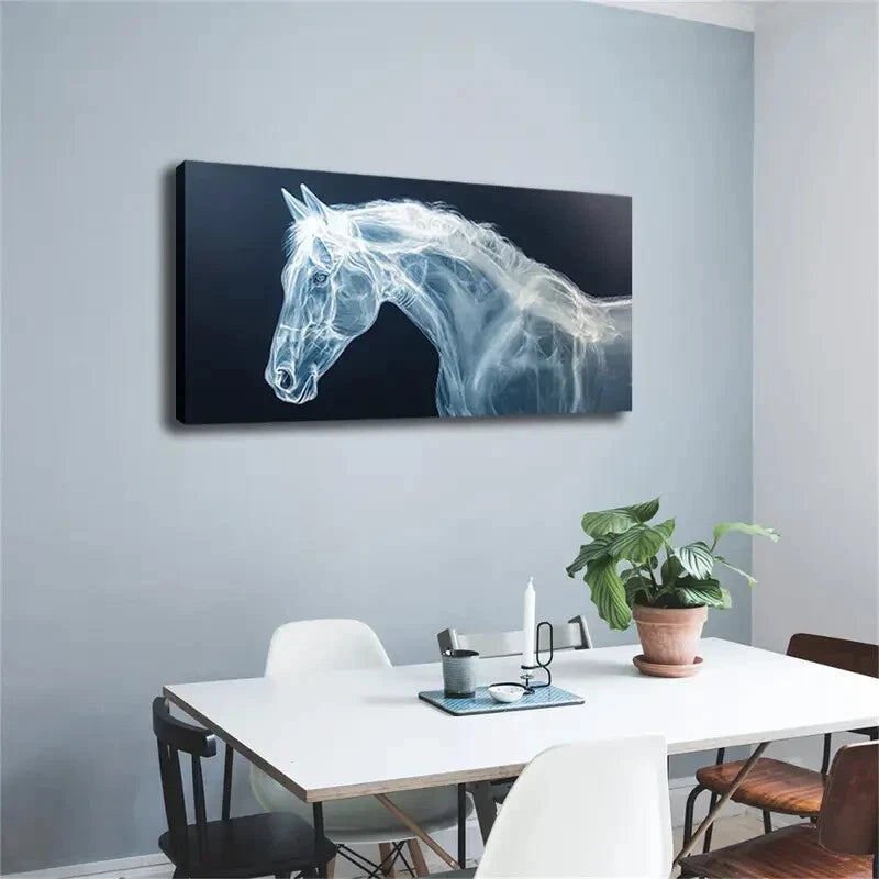Horse Head with Smoke-like Wall Art Canvas Office Home Room Framed 120x60cm - Bella Home Decor