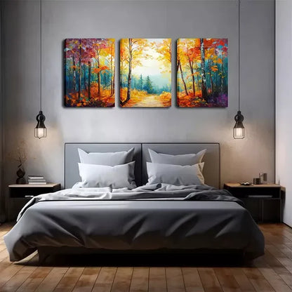 3pcs Poster Picture, Autumn Woods, Attractive Wall Art Set Canvas Framed 60x90cm - High Quality Print 100% Australian Made Wall Canvas Ready to Hang - Bella Home Decor