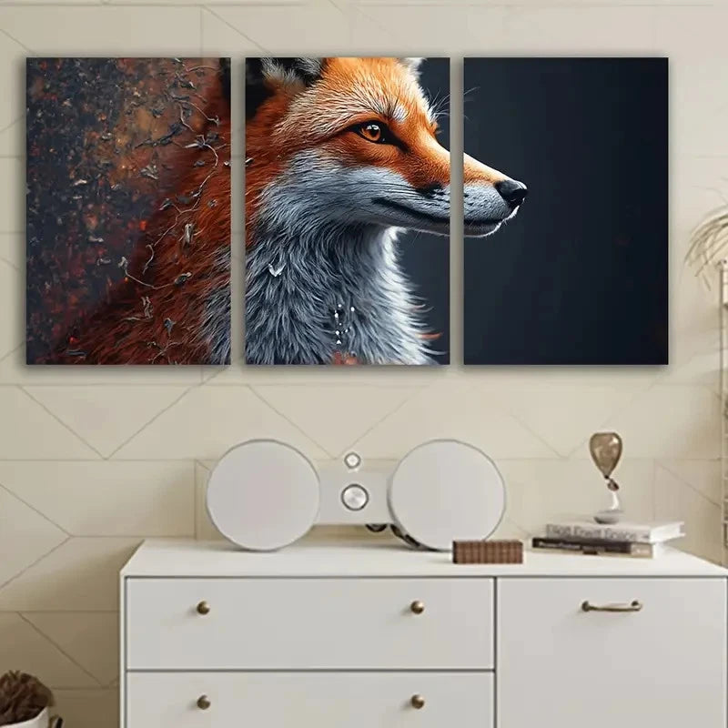 3pcs Fox Head Portrait Spray Paint Wall Art Set Canvas Framed 50x70cm - High Quality Print 100% Australian Made Wall Canvas Ready to Hang - Bella Home Decor