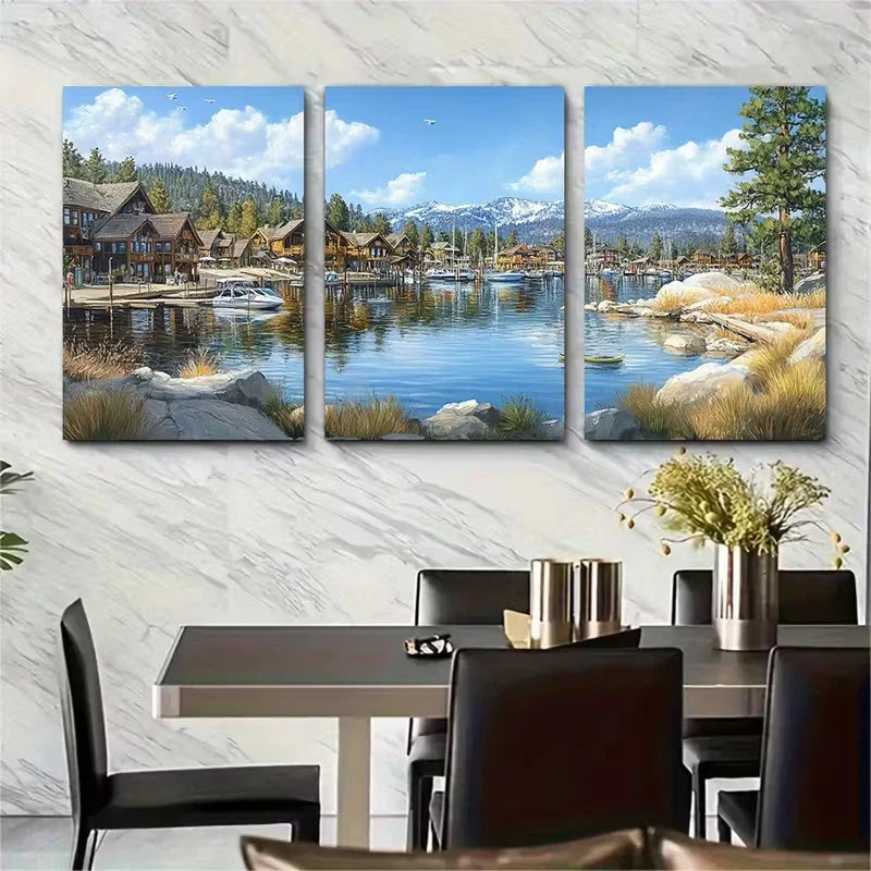 3pcs Big Bear Marina Metal Print Ready to Hang Art - Bella Home Decor