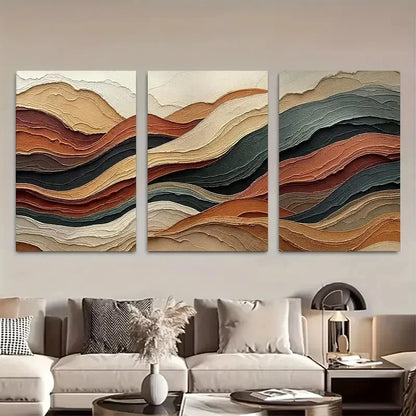 3pcs Abstract Layered Terrain Wall Art Metal Print Ready to Hang Art - Bella Home Decor