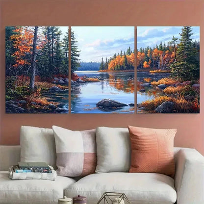 3pcs Algonquin Park Scenic Views Metal Print Ready to Hang Art - Bella Home Decor