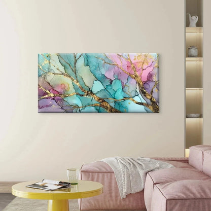 Pastel with Golden Accents Wall Art Canvas Office Home Room Framed 120x60cm