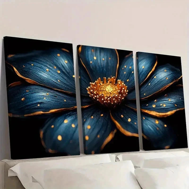 3pcs Print Art Golden Flower Painting R I  Wall Art Set Canvas Framed 40x60cm - High Quality Print 100% Australian Made Wall Canvas Ready to Hang - Bella Home Decor