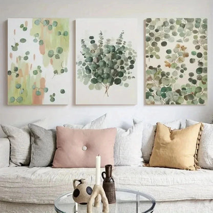 3pcs Eucalyptus Leaves Canvas   Wall Art Set Canvas Framed 50x70cm - High Quality Print 100% Australian Made Wall Canvas Ready to Hang