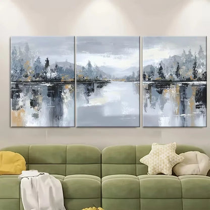 3pcs Abstract Landscape Oil Painting Metal Print Ready to Hang Art - Bella Home Decor