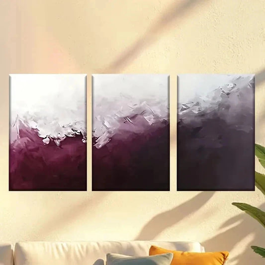 3pcs painting of a white and purple background Wall Art Set Canvas Framed 60x90cm - High Quality Print 100% Australian Made Wall Canvas Ready to Hang