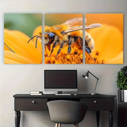 3pcs Floral Bumblebee Orange Insect Nature Metal Print Ready to Hang Art - Bella Home Decor