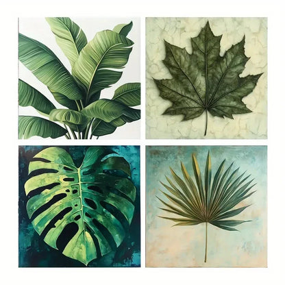 4pcs Leaf Veins Canvas Wall Art Canvas Framed