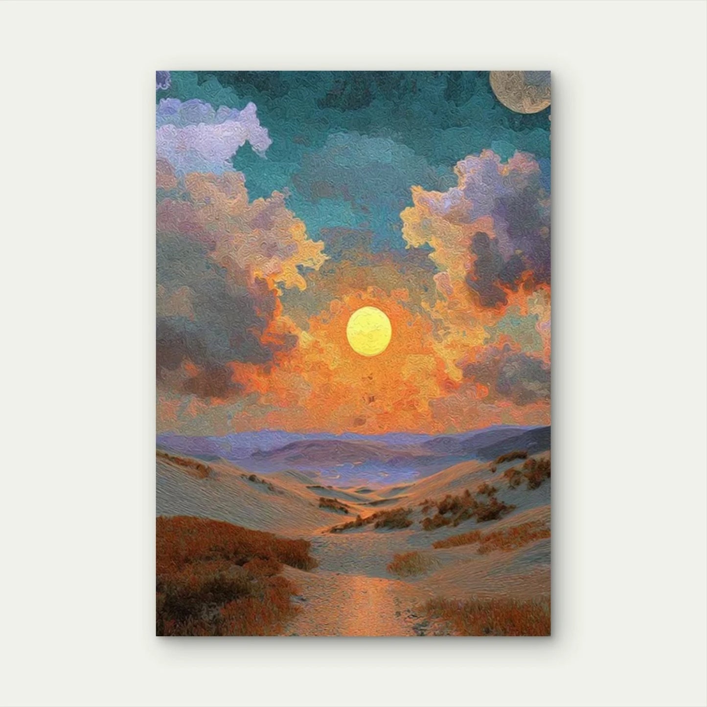 Surreal Sunrise Over Dunes Metal Print Ready to Hang