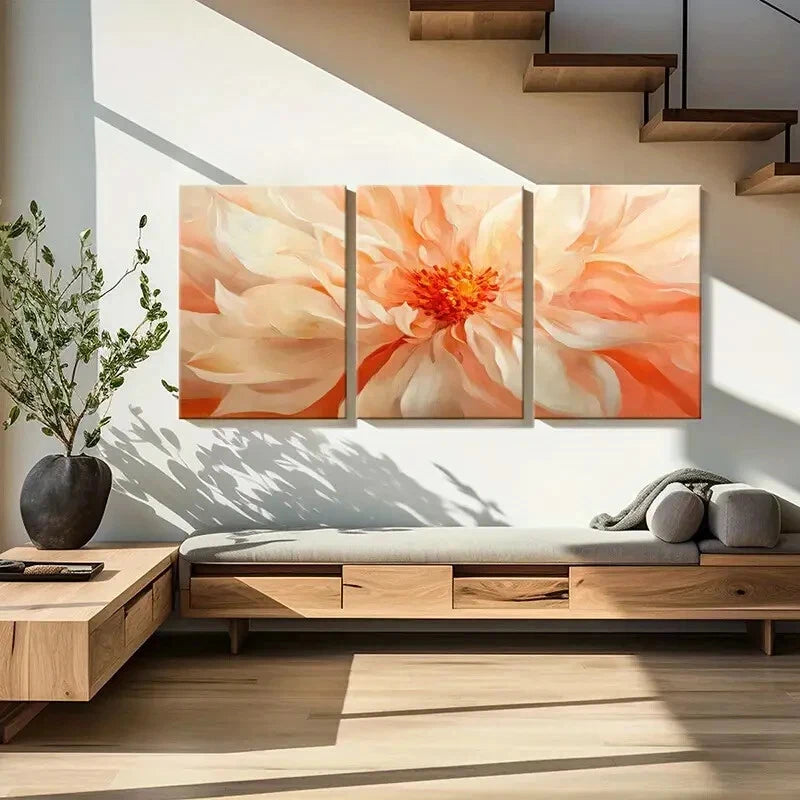 3pcs Abstract Floral Art Elegant Design Metal Print Ready to Hang Art - Bella Home Decor