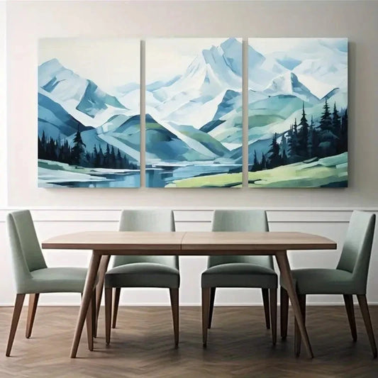 3pcs Mountain Vista Beauty Classic Wall Art Set Canvas Framed 60x90cm - High Quality Print 100% Australian Made Wall Canvas Ready to Hang
