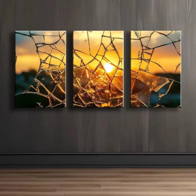 3pcs Abstract Sunburst Design Wall Art Set Canvas Framed 60x90cm - High Quality Print 100% Australian Made Wall Canvas Ready to Hang - Bella Home Decor