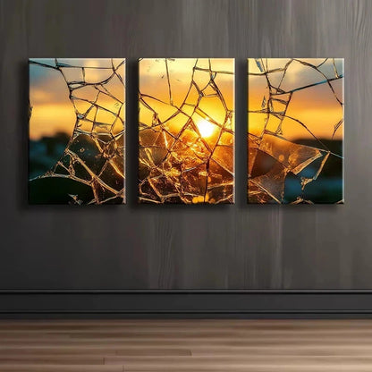 3pcs Abstract Sunburst Design Wall Art Set Canvas Framed 60x90cm - High Quality Print 100% Australian Made Wall Canvas Ready to Hang - Bella Home Decor