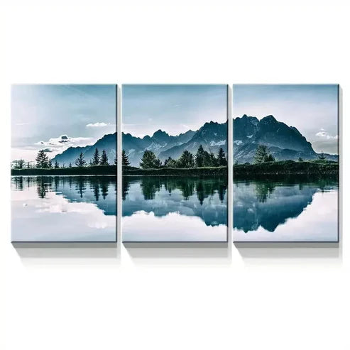3pcs Turquoise Lake and Mountain Landscape Wall Art Canvas Unframed - High Quality Print 100% Australian Made Wall Canvas