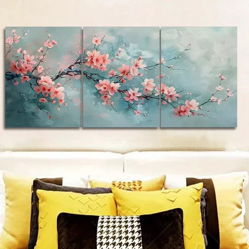 3pcs Cherry Tree Flowers Nature Wall Art Canvas Unframed - High Quality Print 100% Australian Made Wall Canvas - Bella Home Decor
