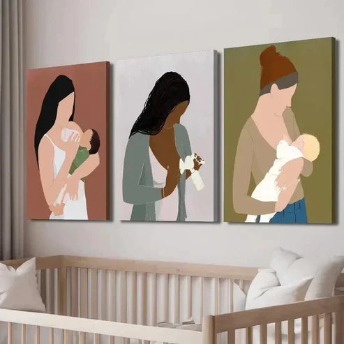 3pcs Breastfeeding & Women's Health Wall Art Canvas Unframed - High Quality Print 100% Australian Made Wall Canvas - Bella Home Decor