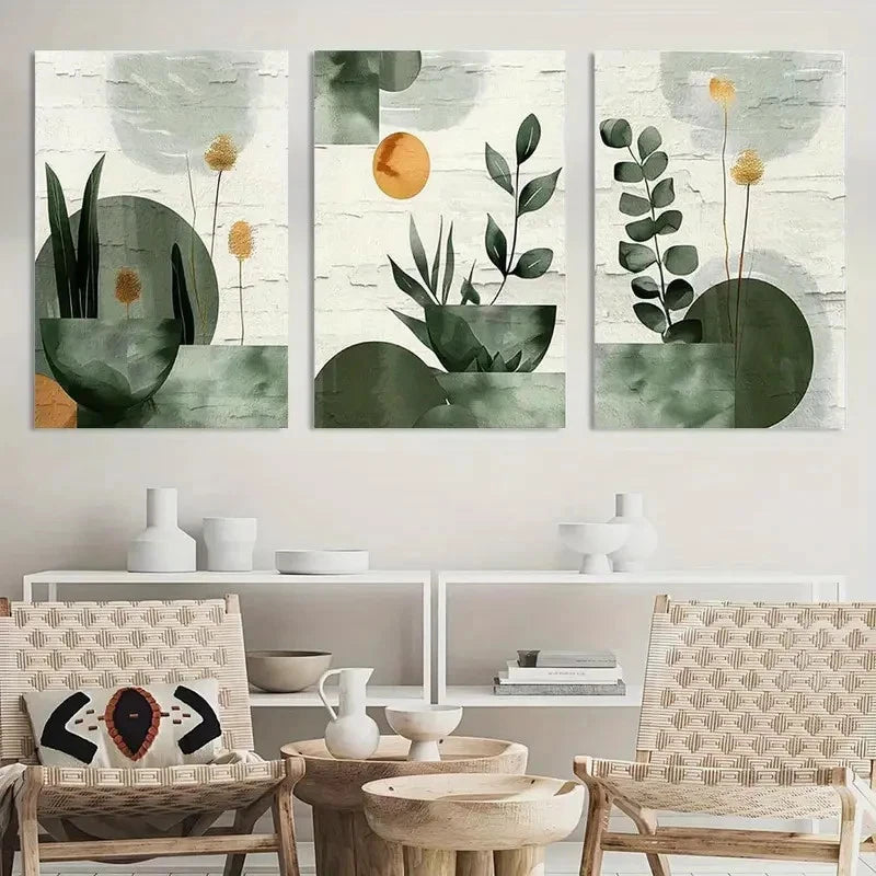 3pcs Painting Boho Wall Art Printing Metal Print Ready to Hang Art - Bella Home Decor